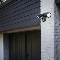 Lutec Shrimp Twin Head LED PIR Outdoor Wall Light - Black -Outdoor Lights Store 12819180 1644952882750379