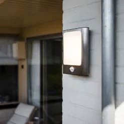 Lutec Face 13W LED PIR Outdoor Wall Light - Stainless Steel -Outdoor Lights Store 12819285 1504952877278859