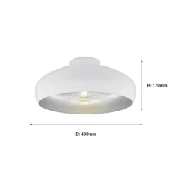 Eglo Mogano Flush Light - White & Silver -Outdoor Lights Store 12836720 1464833236022660