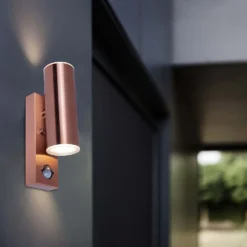 Lutec Rado Up & Down Outdoor Wall Light With PIR Motion Sensor - Copper -Outdoor Lights Store 12840519 1674952691589788