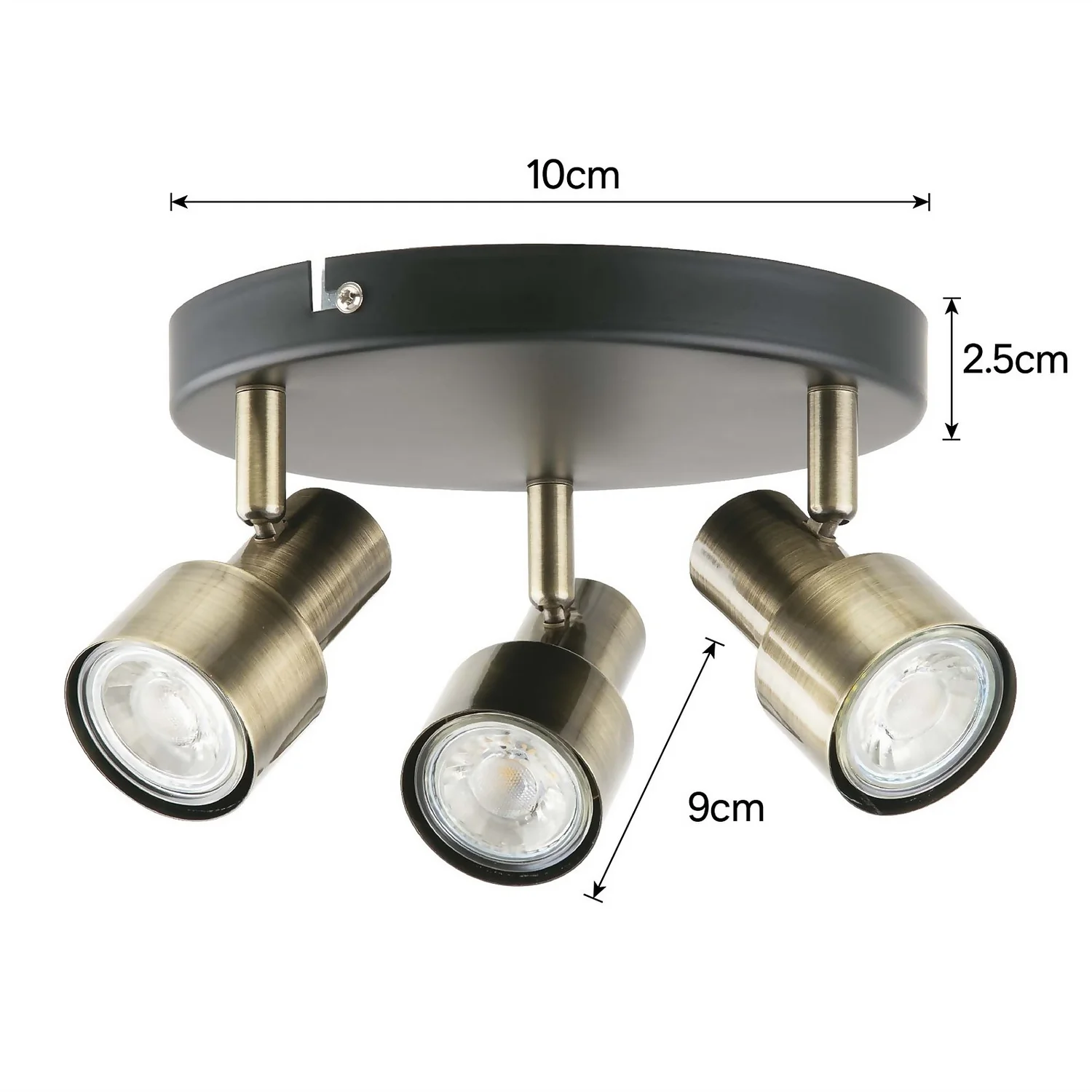 Noah 3 Lamp Spotlight Plate - Black & Antique Brass 7 Noah 3 Lamp Spotlight Plate - Black & Antique Brass - Image 5