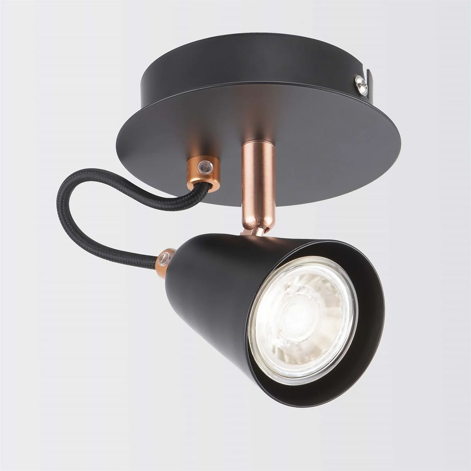 Emma Single Lamp Spotlight - Black & Copper 4 Emma Single Lamp Spotlight - Black & Copper - Image 3