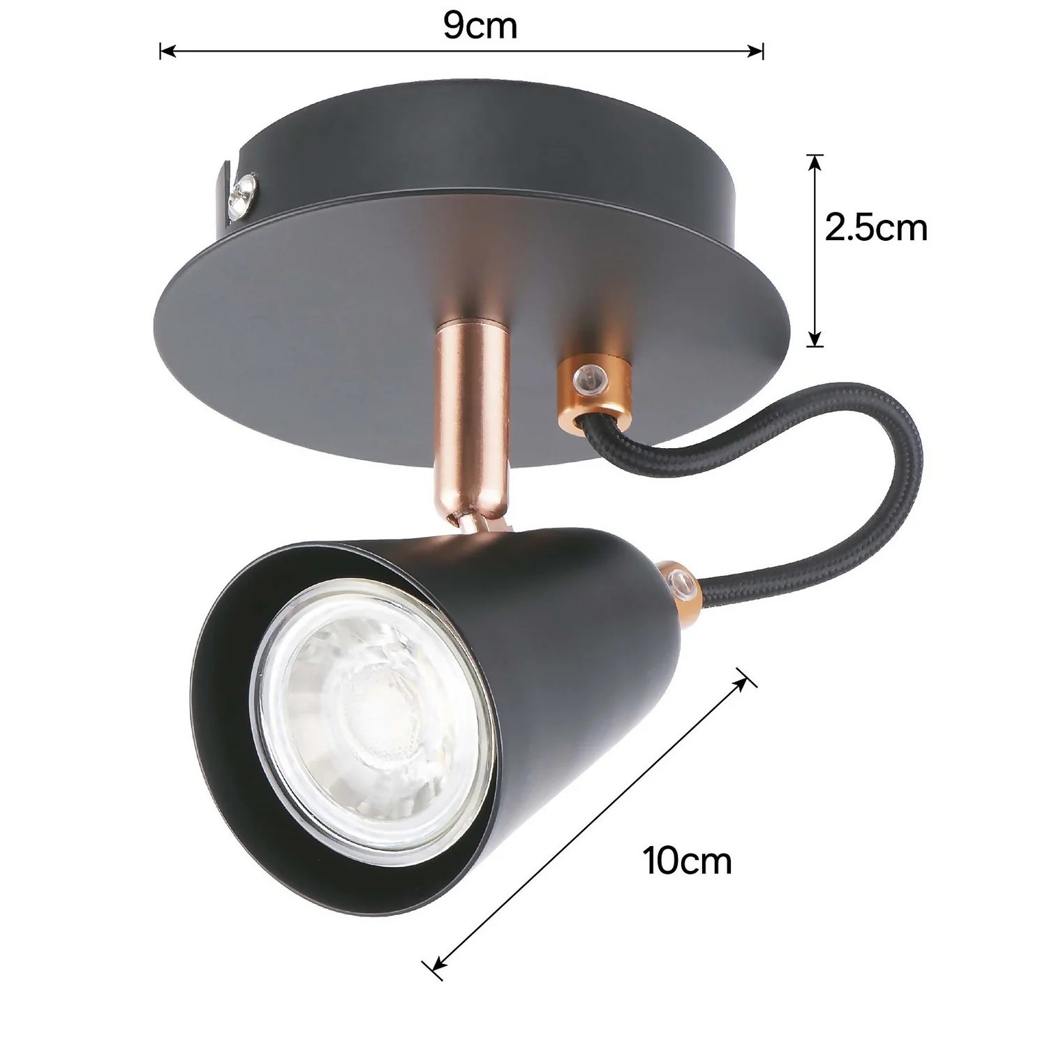 Emma Single Lamp Spotlight - Black & Copper 6 Emma Single Lamp Spotlight - Black & Copper - Image 5