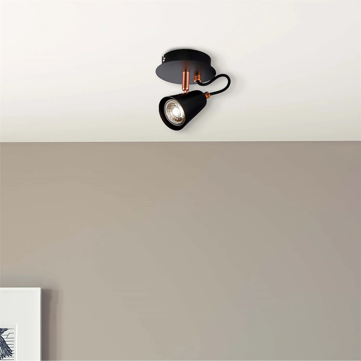 Emma Single Lamp Spotlight - Black & Copper 3 Emma Single Lamp Spotlight - Black & Copper - Image 2