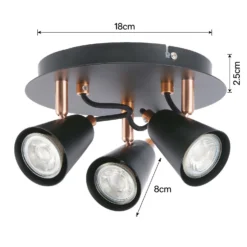 Emma 3 Lamp Spotlight Plate - Black & Copper -Outdoor Lights Store 12882237 1804843519405641