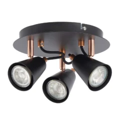 Emma 3 Lamp Spotlight Plate - Black & Copper