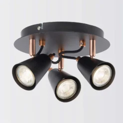Emma 3 Lamp Spotlight Plate - Black & Copper -Outdoor Lights Store 12882237 3454843519363494