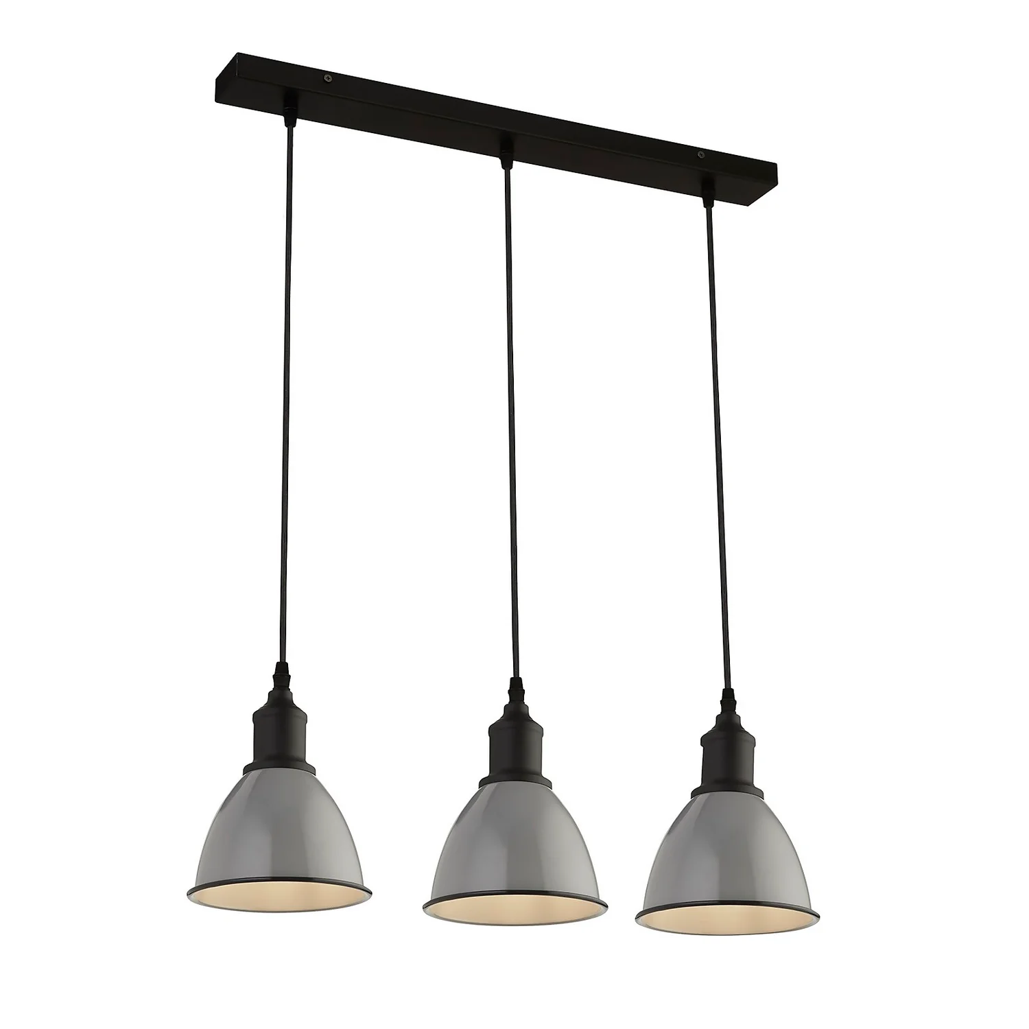 Country Living Farmhouse 3 Light Dome Pendant Fitting - Grey 3 Country Living Farmhouse 3 Light Dome Pendant Fitting - Grey