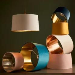 House Beautiful Samet Velvet Drum Shade - Pink - 45cm -Outdoor Lights Store 12882893 4834861162707363