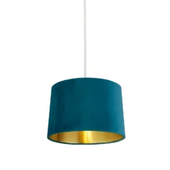 House Beautiful Samet Velvet Drum Shade - Teal - 30cm -Outdoor Lights Store 12882899 1724861162153176