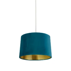 House Beautiful Samet Velvet Drum Shade - Teal - 30cm -Outdoor Lights Store 12882899 9514861162190610