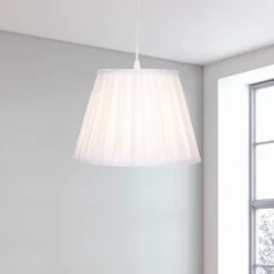 Raye White Pleated Taper Silk Shade - 30cm