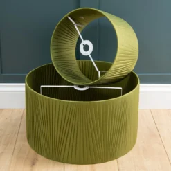 Raye Olive Drum Pleated Silk Shade - 30cm -Outdoor Lights Store 13139397 7774944148135686