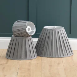 Raye Dove Pleated Taper Silk Shade - 30cm -Outdoor Lights Store 13139400 1014944148252362