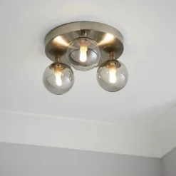 Orb 3 Light Flush Pendant - Nickel Smoke