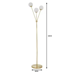 Orb 3 Light Floor Lamp - Brass & Opal -Outdoor Lights Store 13208308 6834909895072469