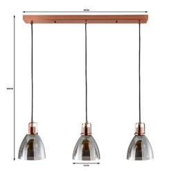Decan 3 Light Diner Pendant - Smoke & Copper -Outdoor Lights Store 13208313 2074909895222745
