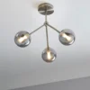 Orb 3 Light Semi Flush Pendant - Nickel Smoke