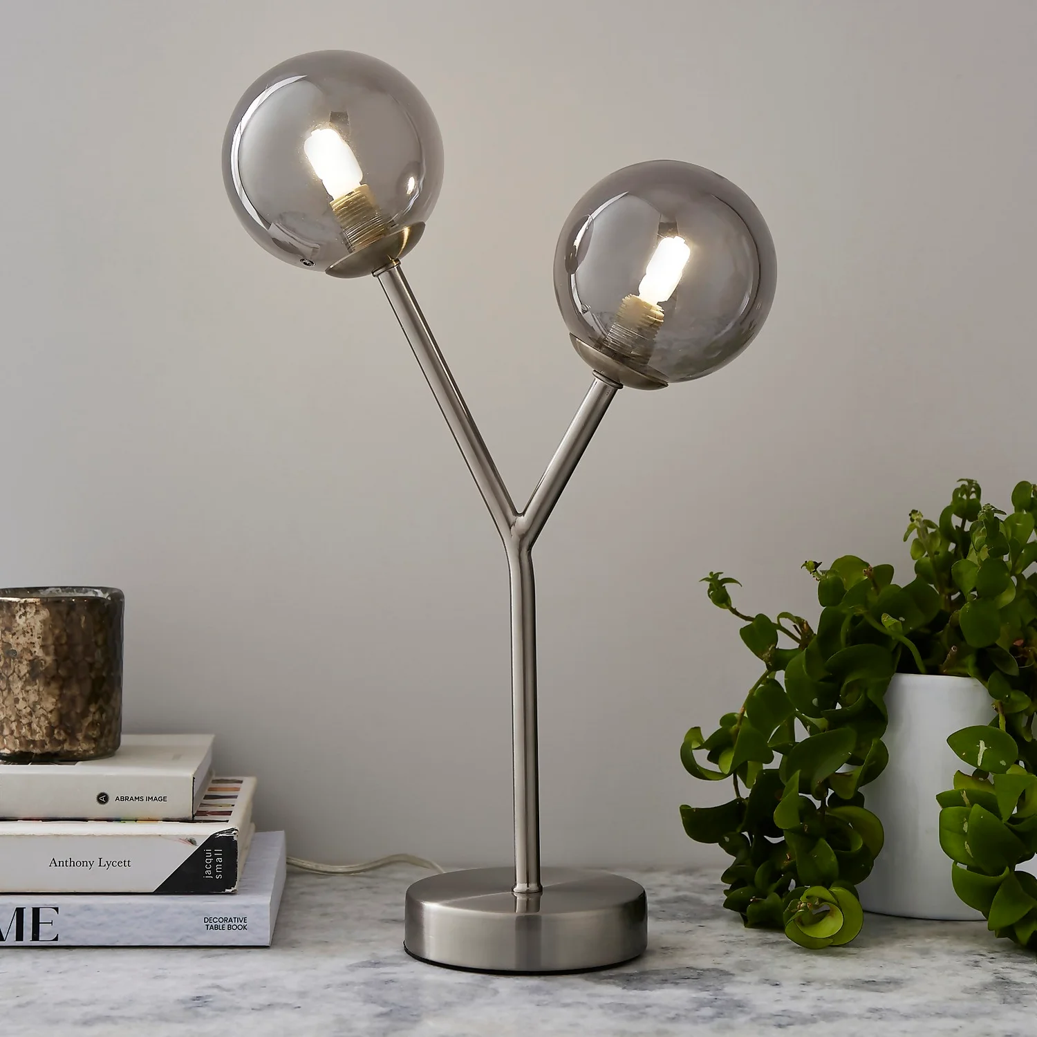 Orb 2 Light Table Lamp - Nickel Smoke 3 Orb 2 Light Table Lamp - Nickel Smoke