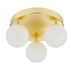 Orb 3 Light Flush Pendant - Brass & Opal -Outdoor Lights Store 13208330 1484896913580241
