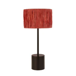Raffia Table Lamp - Pink & Black -Outdoor Lights Store 13525822 7794956834895689