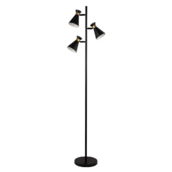 Balham 3 Light Floor Lamp - Black & Brass -Outdoor Lights Store 13525828 1995042072910660