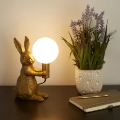 Rabbit Table Lamp - Gold & Glass -Outdoor Lights Store 13528281 1964956834690186