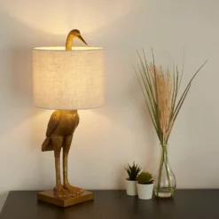 Crane Table Lamp - Gold & Oatmeal -Outdoor Lights Store 13528282 2104956834390072