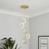 Lenox LED 5 Ring Cluster Pendant Ceiling Light - Brass -Outdoor Lights Store 13529591 1614945397105952