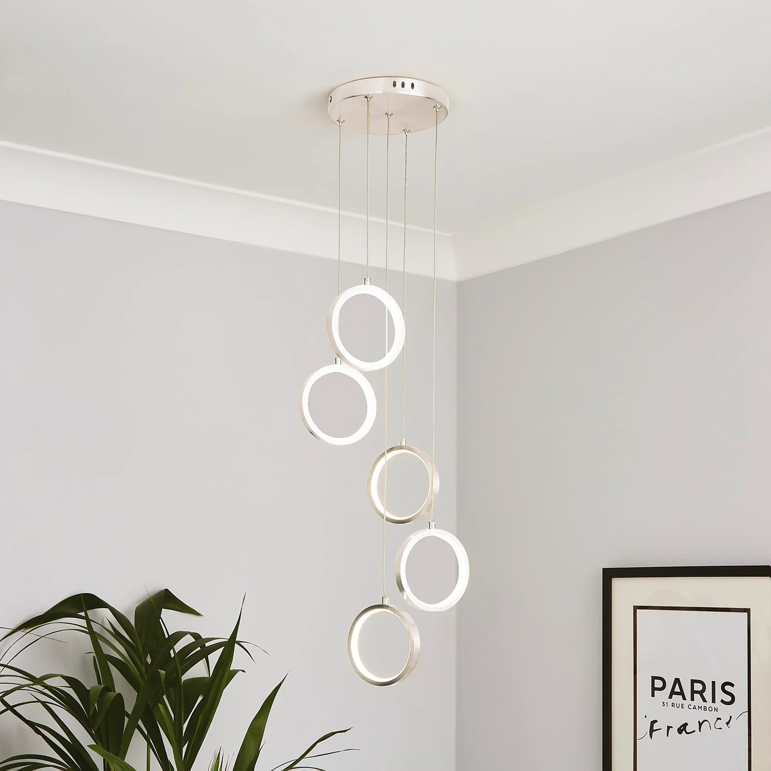 Lenox LED 5 Ring Cluster Pendant Ceiling Light - Chrome 3 Lenox LED 5 Ring Cluster Pendant Ceiling Light - Chrome
