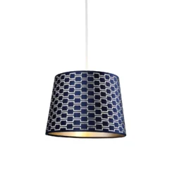 Mia Velvet 30cm Patterned Lamp Shade - Navy -Outdoor Lights Store 13751363 1134969499150940