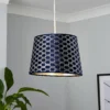 Mia Velvet 30cm Patterned Lamp Shade - Navy -Outdoor Lights Store 13751363 1364969499002821