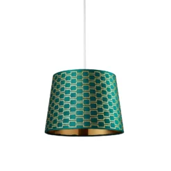 Mia Velvet 30cm Patterned Lamp Shade - Emerald -Outdoor Lights Store 13751364 6714969499151507