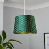 Mia Velvet 30cm Patterned Lamp Shade - Emerald -Outdoor Lights Store 13751364 7444969499012115