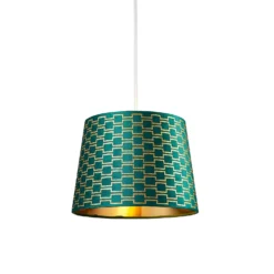 Mia Velvet 30cm Patterned Lamp Shade - Emerald -Outdoor Lights Store 13751364 7444969499098317