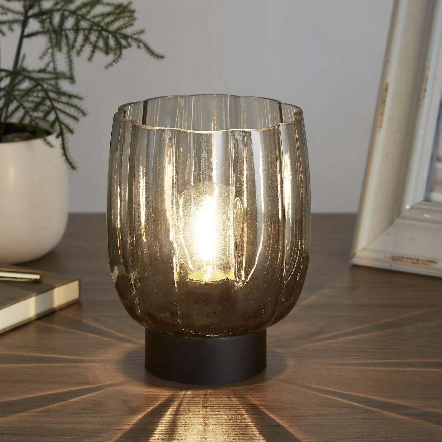 Olivia Battery Powered Table Lamp - Smoke 3 Olivia Battery Powered Table Lamp - Smoke