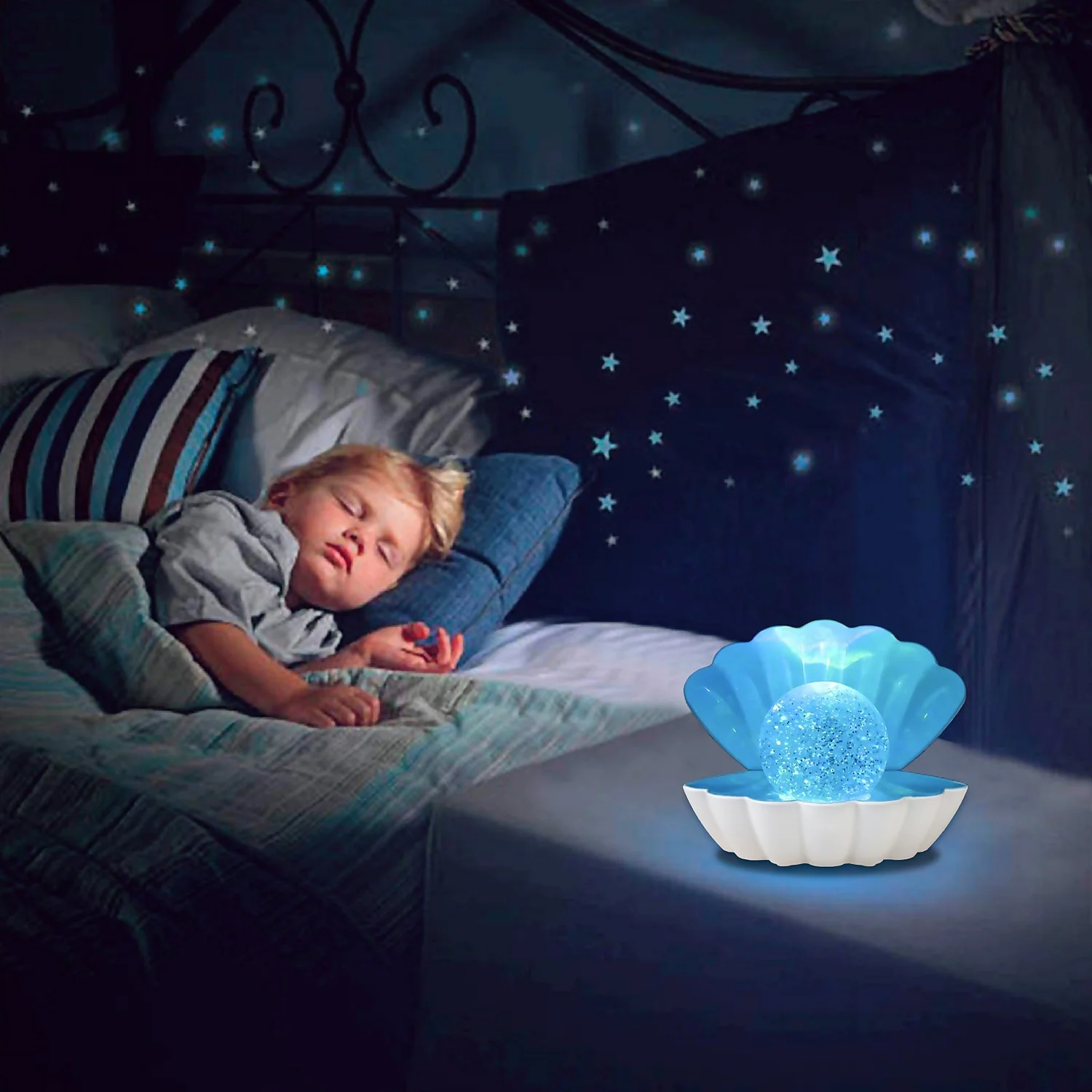 Colour Changing LED Glitter Shell Lamp 8 Colour Changing LED Glitter Shell Lamp - Image 6