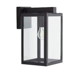 Hestia E27 Glass Panel Outdoor Box Lantern - Black -Outdoor Lights Store 13924362 1994980109353483