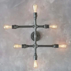 Gabe 6 Light Semi Flush Ceiling Light - Pewter -Outdoor Lights Store 13938505 1214981959209241