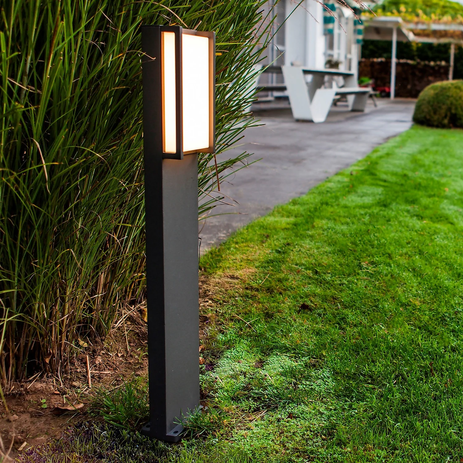 Lutec Qubo LED Outdoor Bollard Light - Anthracite 3 Lutec Qubo LED Outdoor Bollard Light - Anthracite