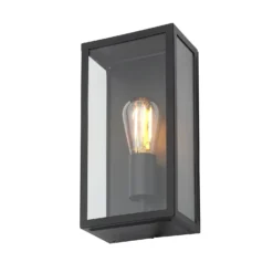 Minerva Outdoor Box Lantern Wall Light - Black -Outdoor Lights Store 13956092 8584995190292484