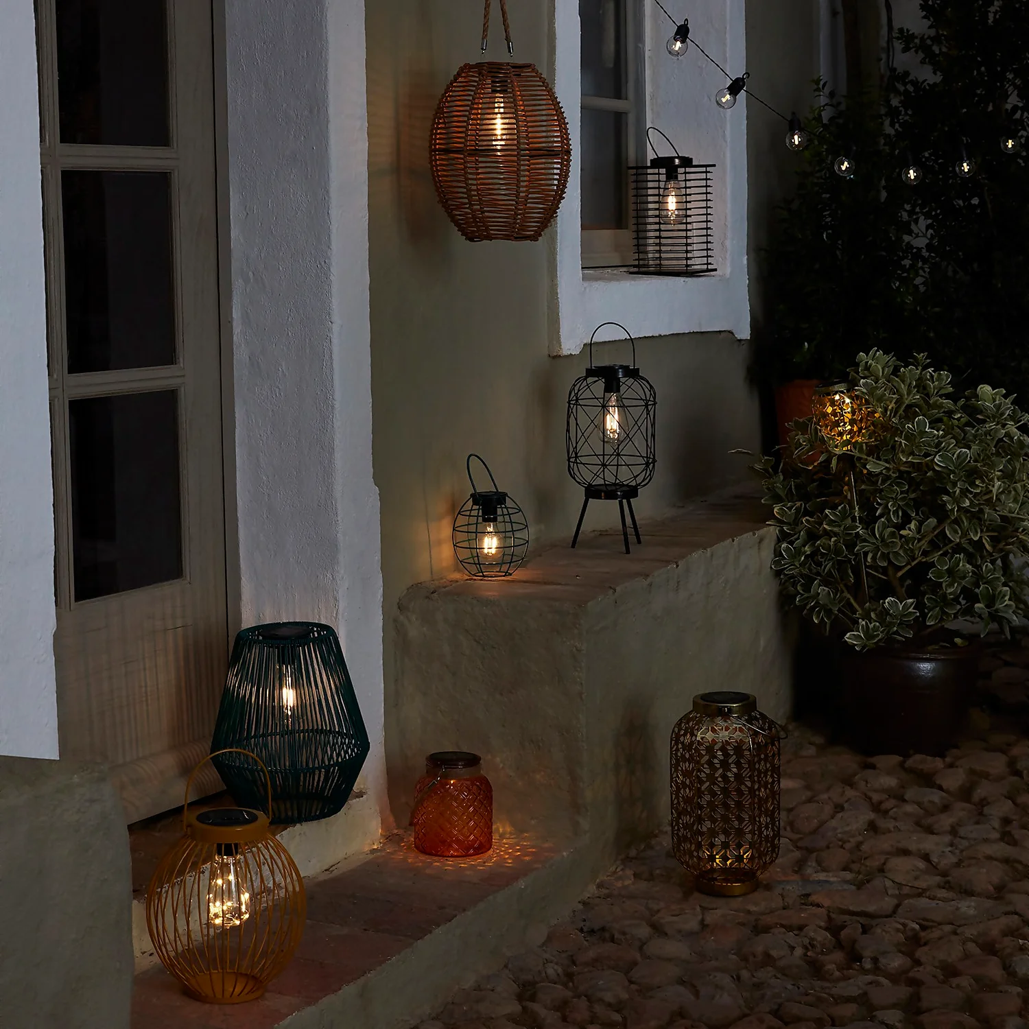 Homebase Edit Brown Rattan Solar Lantern - 31cm 5 Homebase Edit Brown Rattan Solar Lantern - 31cm - Image 3