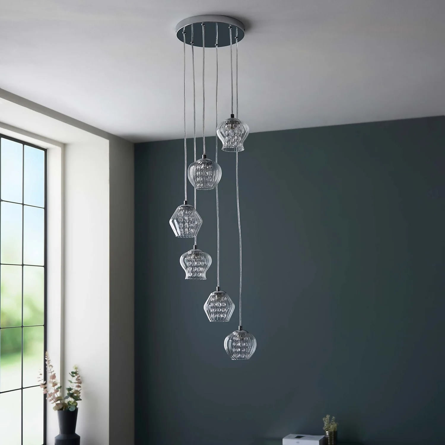 Clashmore Cluster Pendant Ceiling Light - Chrome Effect 5 Clashmore Cluster Pendant Ceiling Light - Chrome Effect - Image 3