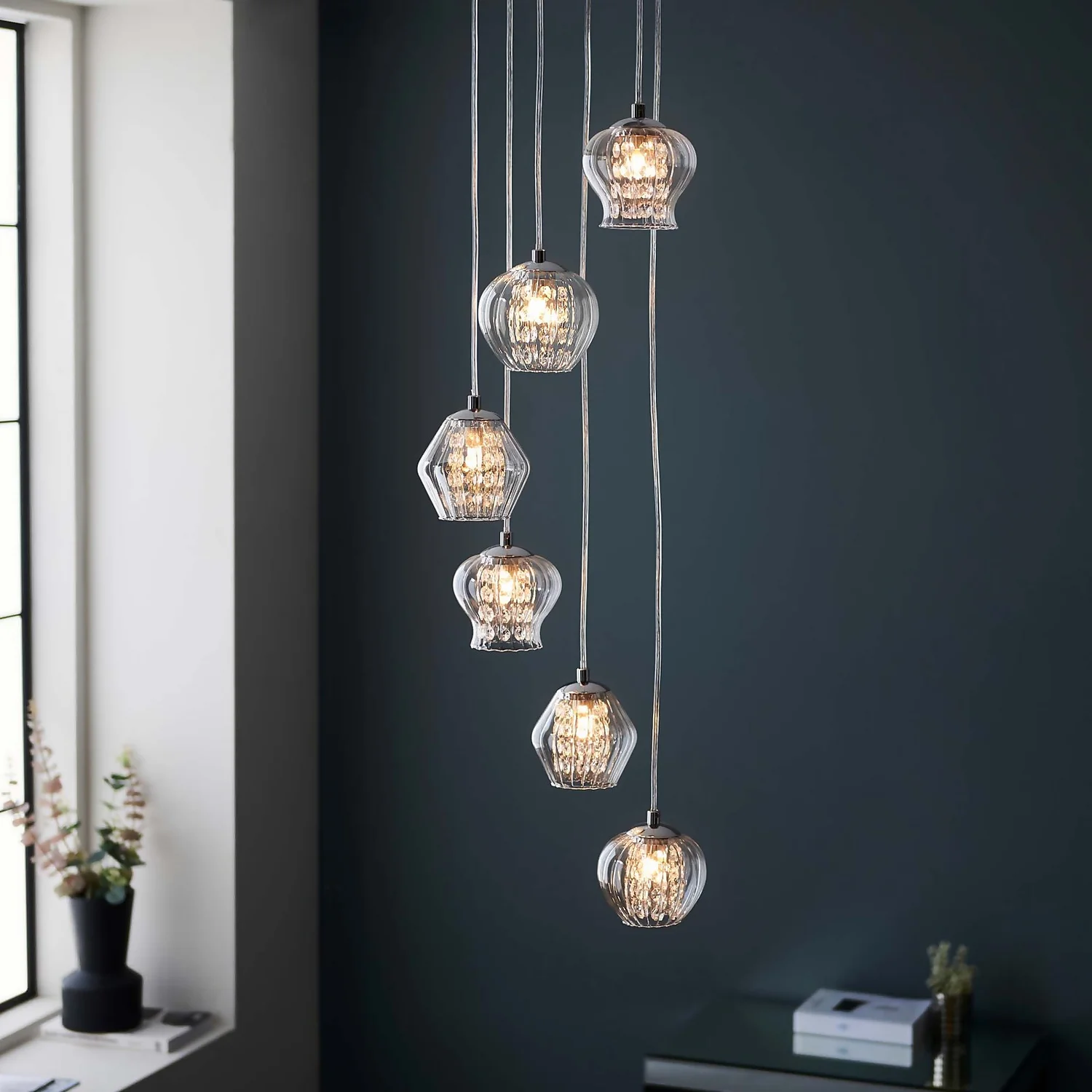 Clashmore Cluster Pendant Ceiling Light - Chrome Effect 6 Clashmore Cluster Pendant Ceiling Light - Chrome Effect - Image 4