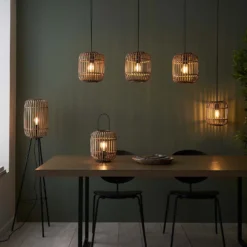 Saval 3 Lamp Pendant Diner Bar Light - Natural Bamboo -Outdoor Lights Store 14301827 1885038439537988