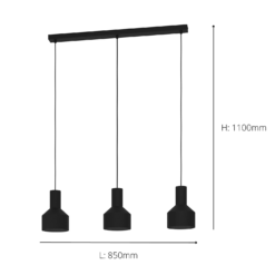 Eglo Casibare 3 Lamp Diner Bar Light - Black -Outdoor Lights Store 14302945 9305038223087481