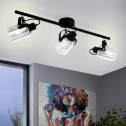 Eglo Berregas 3 Lamp Spotlight - Black & Transparent -Outdoor Lights Store 14302948 2225038223069406