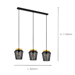 Eglo Escandidos 3 Lamp Diner Bar Light - Black -Outdoor Lights Store 14302961 3645038224096957