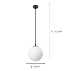 Eglo Rondo Pendant Ceiling Light - Black & Opal -Outdoor Lights Store 14302973 1295038224269868